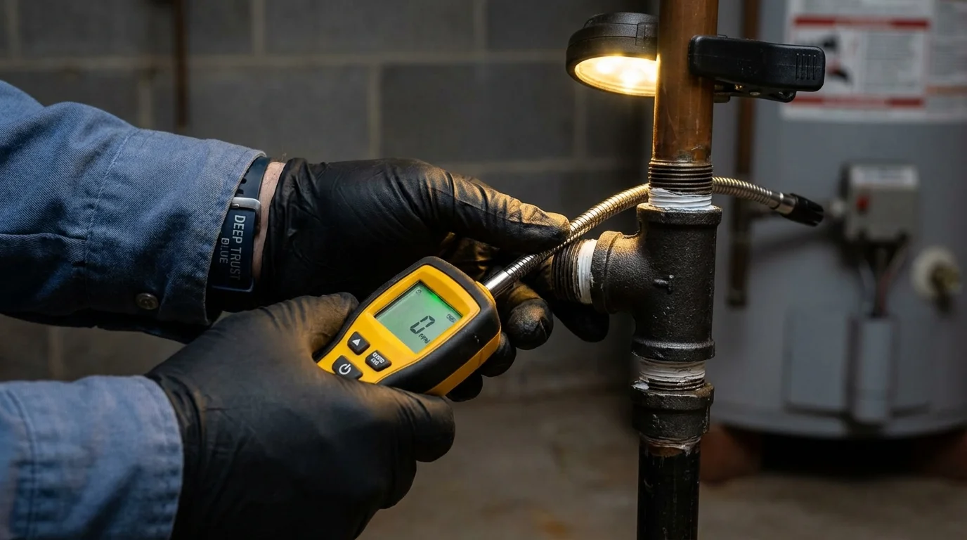 Gas leak detection with electronic sniffer by Johns Plumbing LLC in Fiskdale