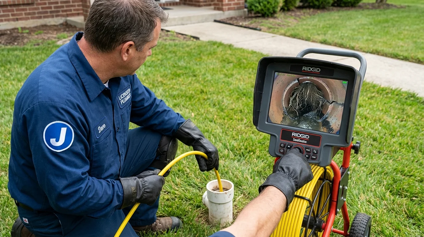 Sewer camera inspection being performed by Johns Plumbing LLC in Fiskdale