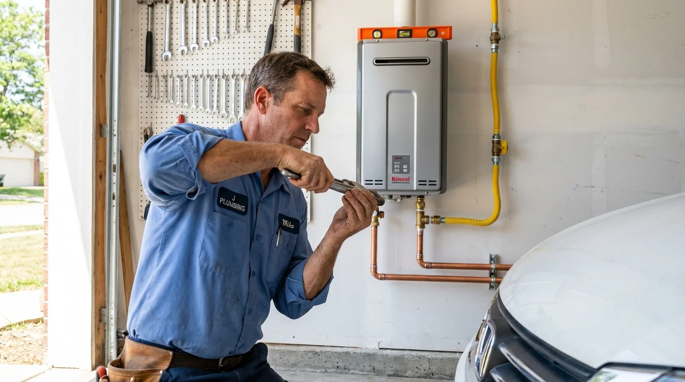Tankless water heater installation by a Johns Plumbing LLC plumber in Fiskdale